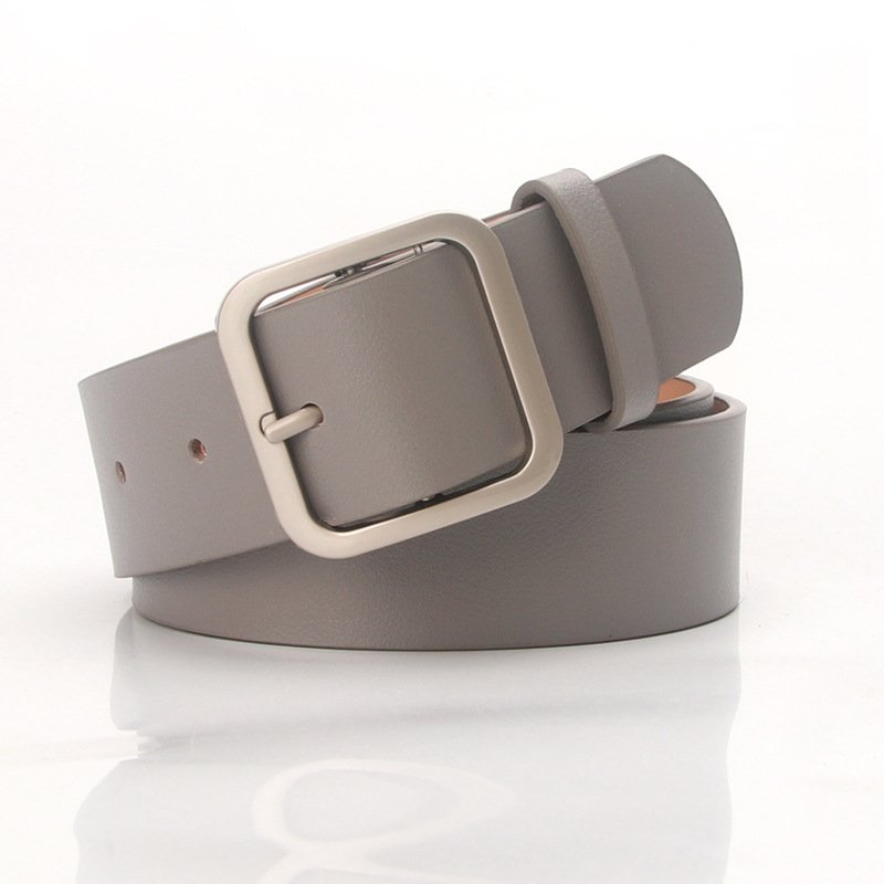 Elegant Belt With Golden Square Buckle