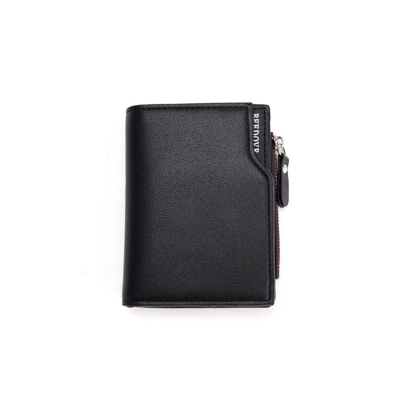 Short Vertical Wallet for Men with Pocket and Buttons