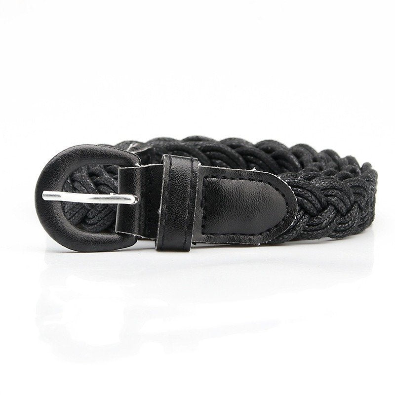 Braided Waxed Rope Belt Iron Buckle