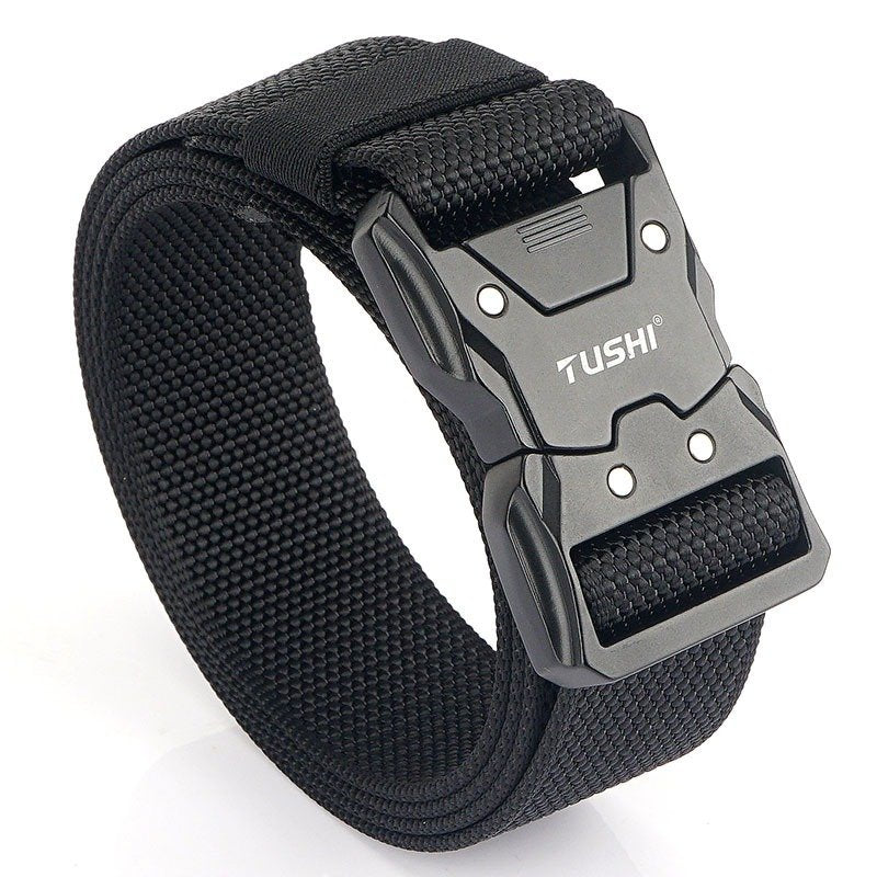 Nylon Belt With Tactical Button For Men