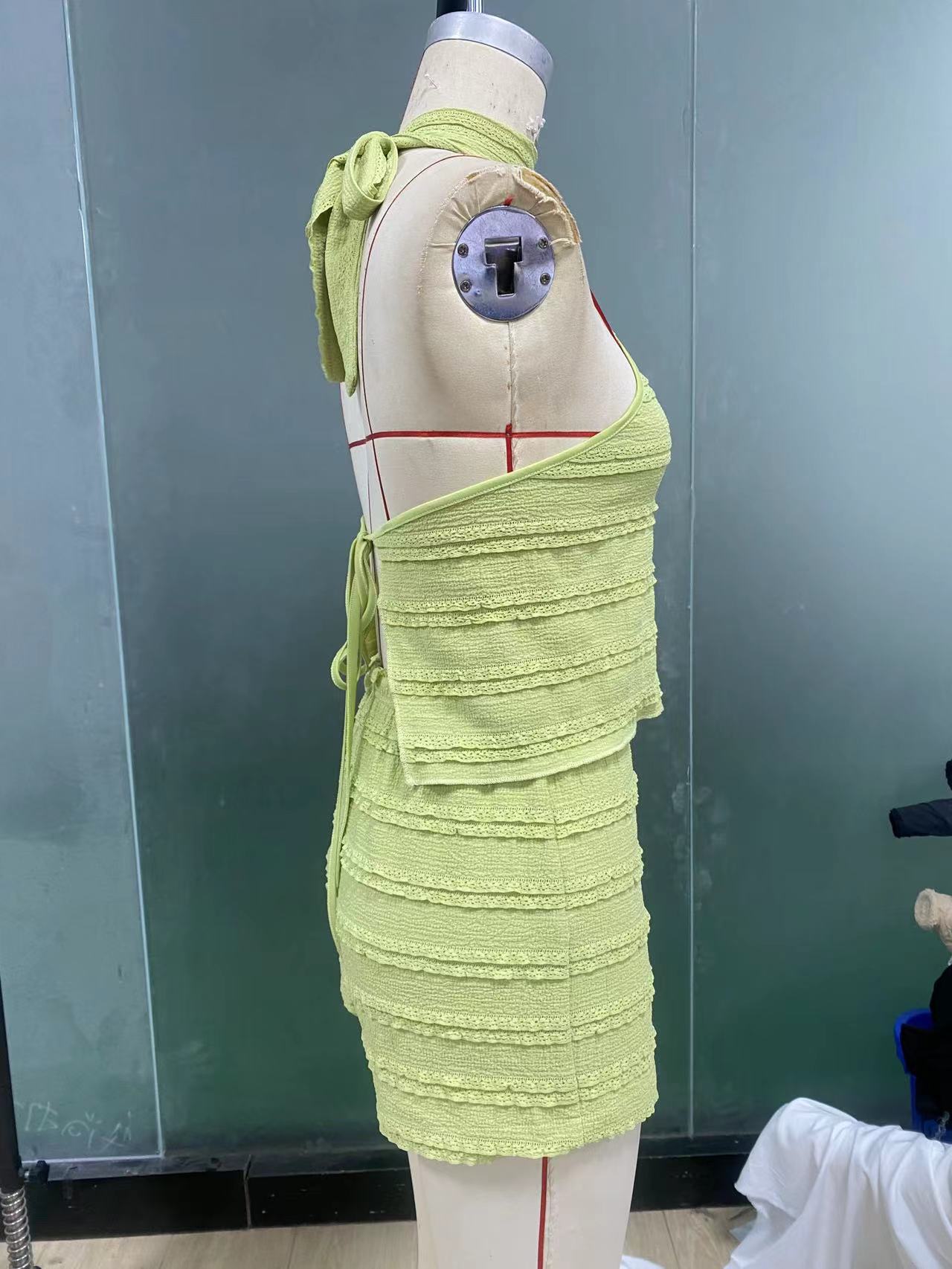 Vacation style camisole top paired with hot pants set