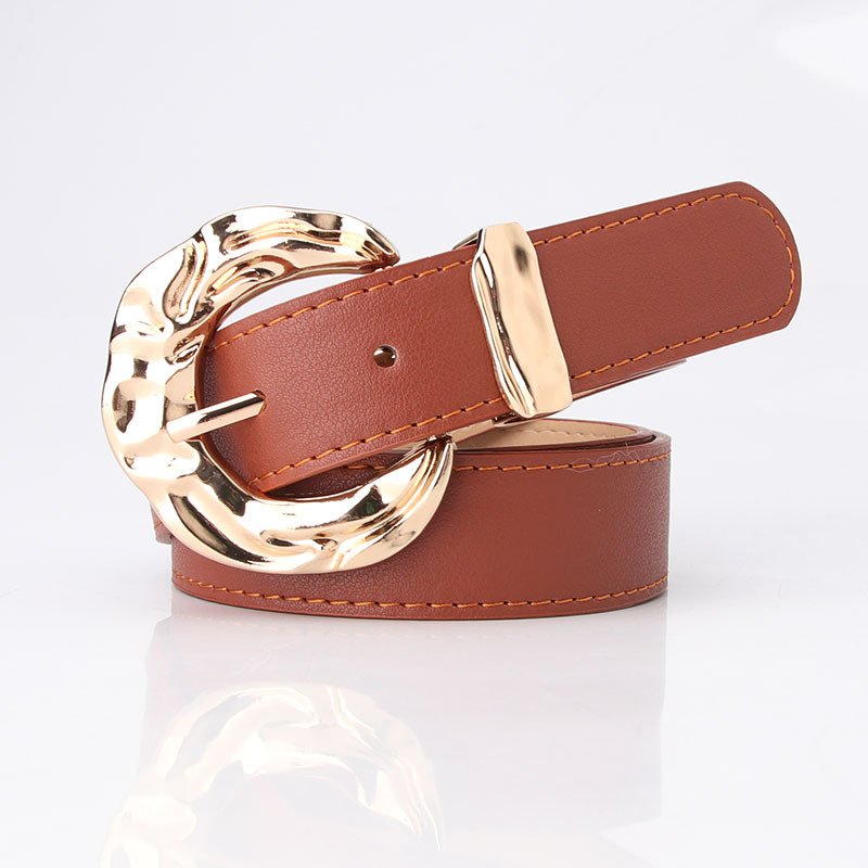 Belt With Large Metal Buckle Trim Belt