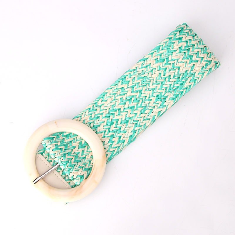 Wide Straw Braided Belt