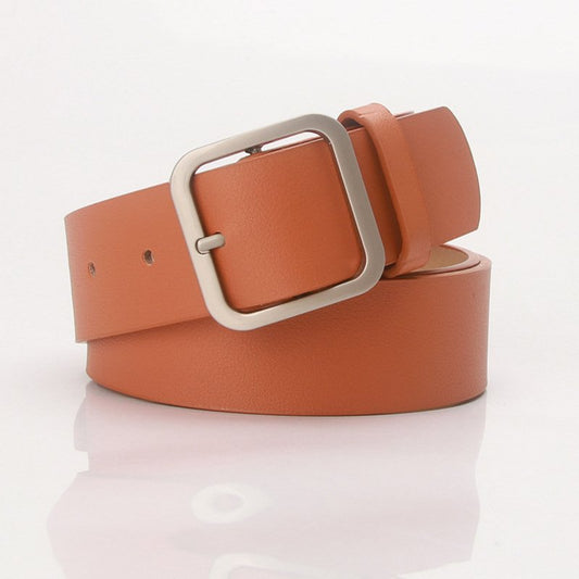 Elegant Belt With Golden Square Buckle