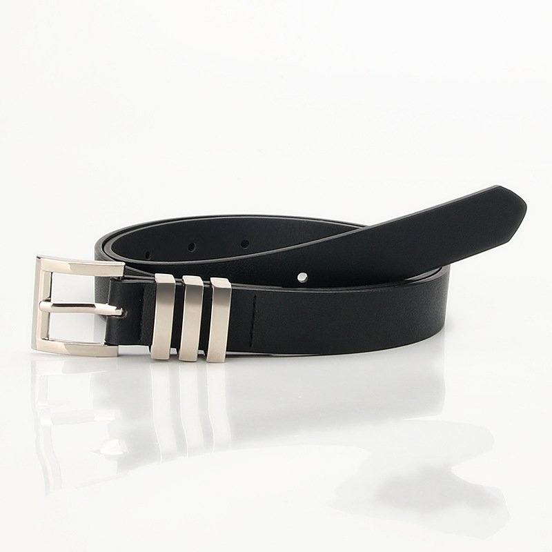 Silver Buckle Belt With Three Straps For Adjustment