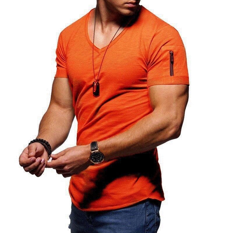 Men's V-neck Solid Color T-shirt