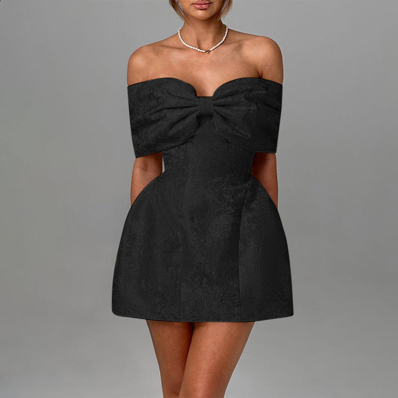 One shoulder bow dress