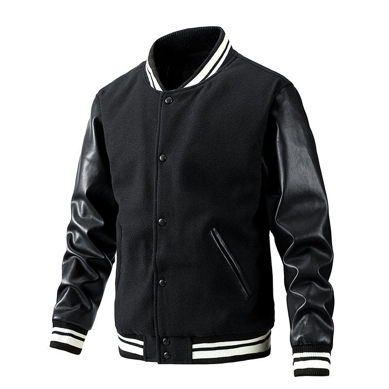 Baseball Suit Men's Wool Pu Sleeve Men's Jacket Casual