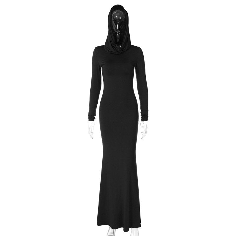 Slim Hooded Long Sleeved Dress