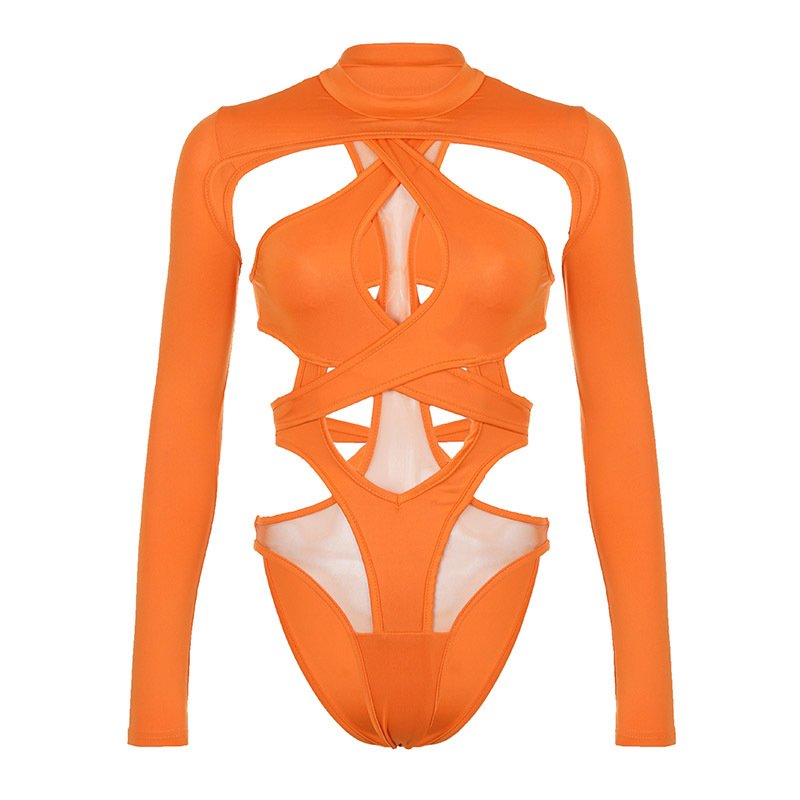 Two-piece Bodysuit With Neckline High Neck And Long Sleeves