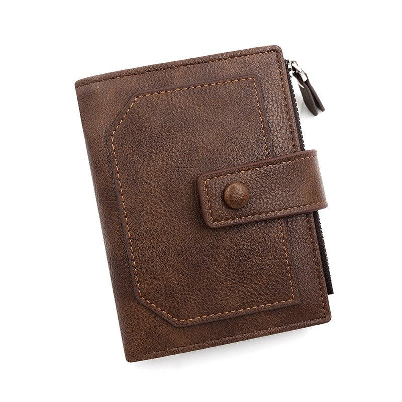 Short Vertical Wallet with Side Zipper