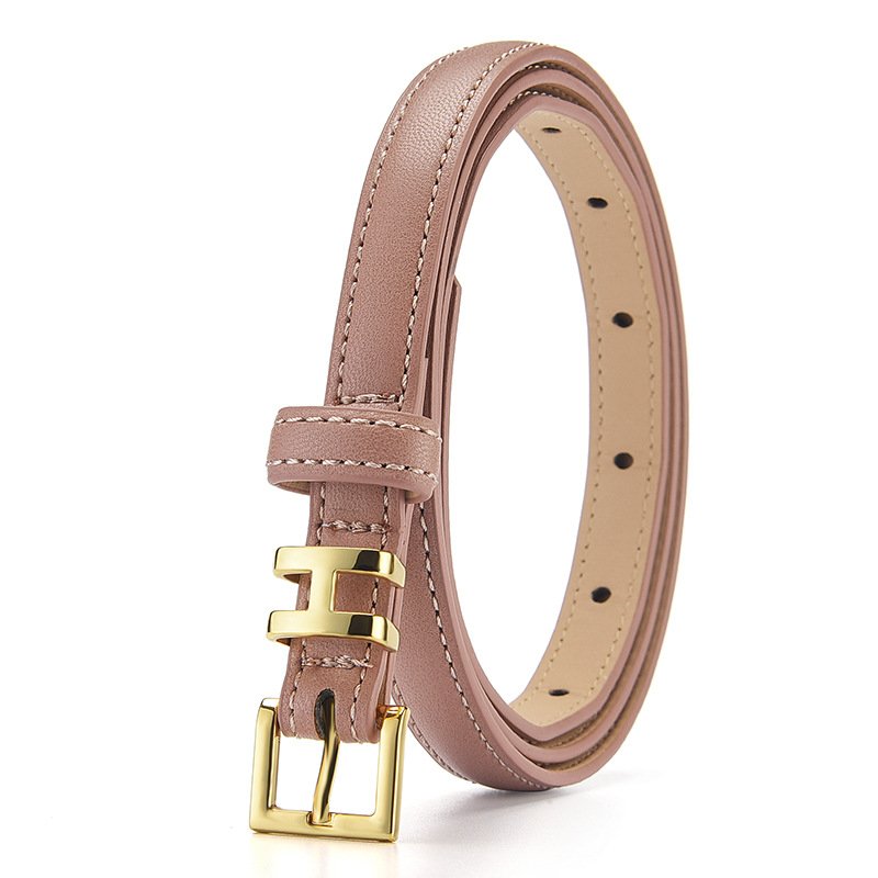 A sweet Lady's Slim Belt Adorns A Damp Trouser Belt