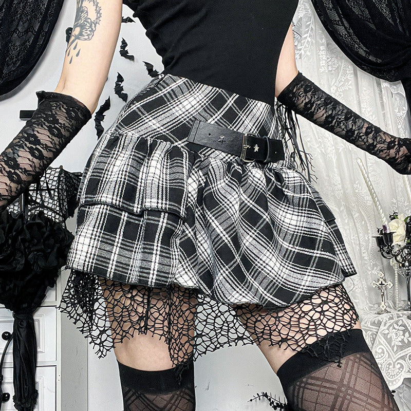 Dark Gothic plaid short skirt