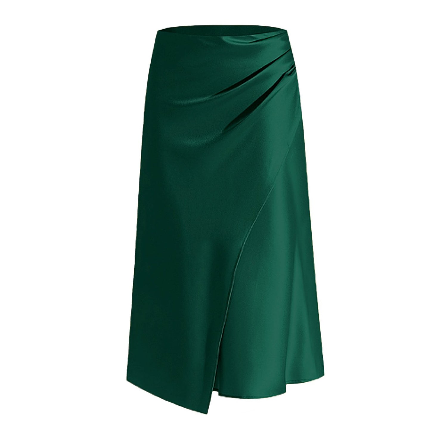 Long Pleated Satin Skirt