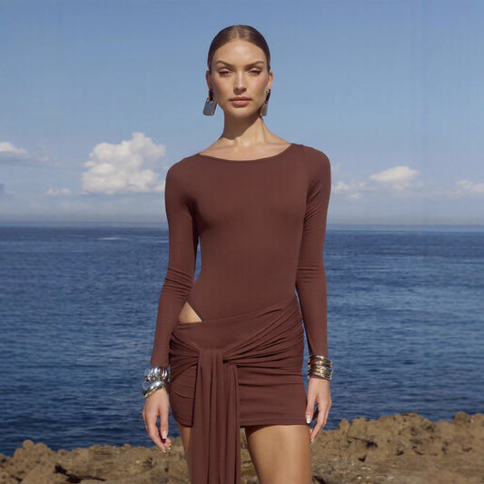 Enjoy the view with Ginevra sexy bodysuit & skirt style