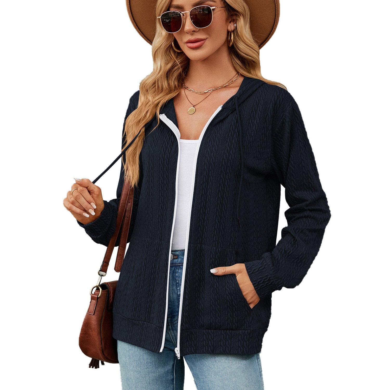 Hooded Zipper Cardigan