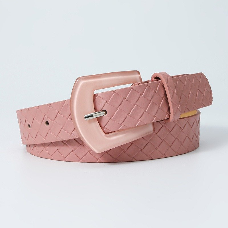 Imitation Straw Woven Resin Belt With Buckle