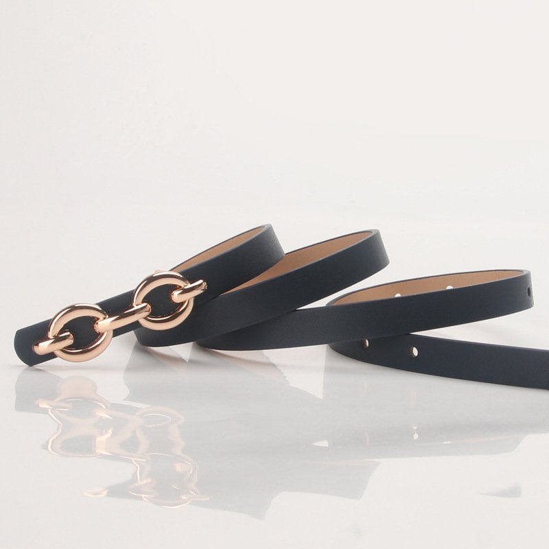 Thin Belt for Dressing with Elegant Golden Buckle