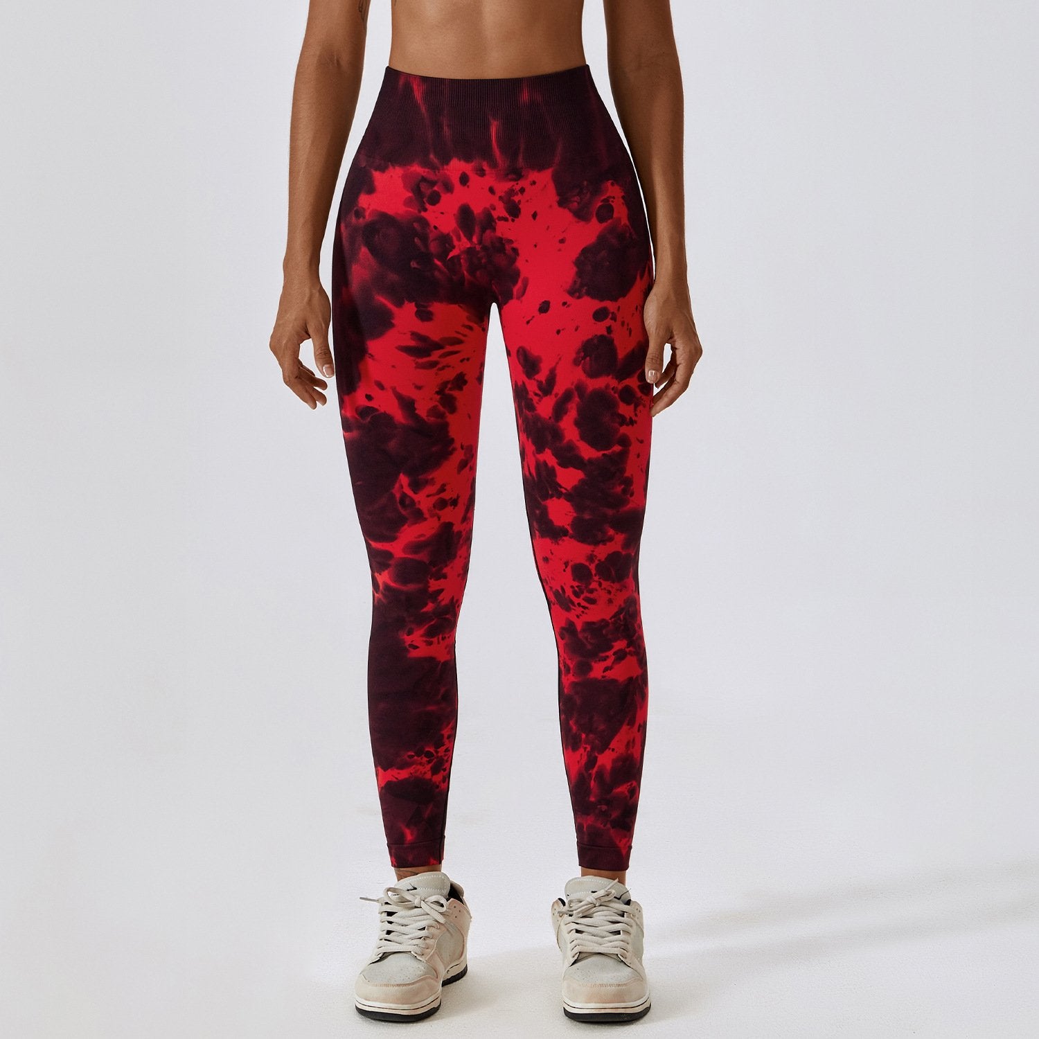 Seamless High Waist Sports Pants with Tie-Dye Effect