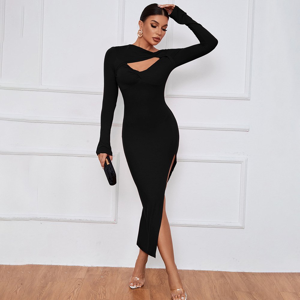 Long Sleeve Opening Dress