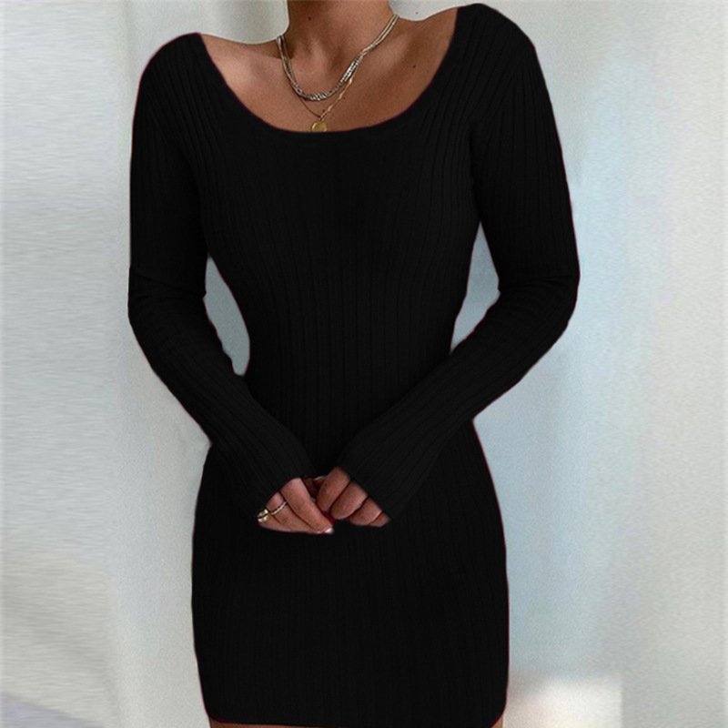 Long Sleeved Knitted Sweater Dress