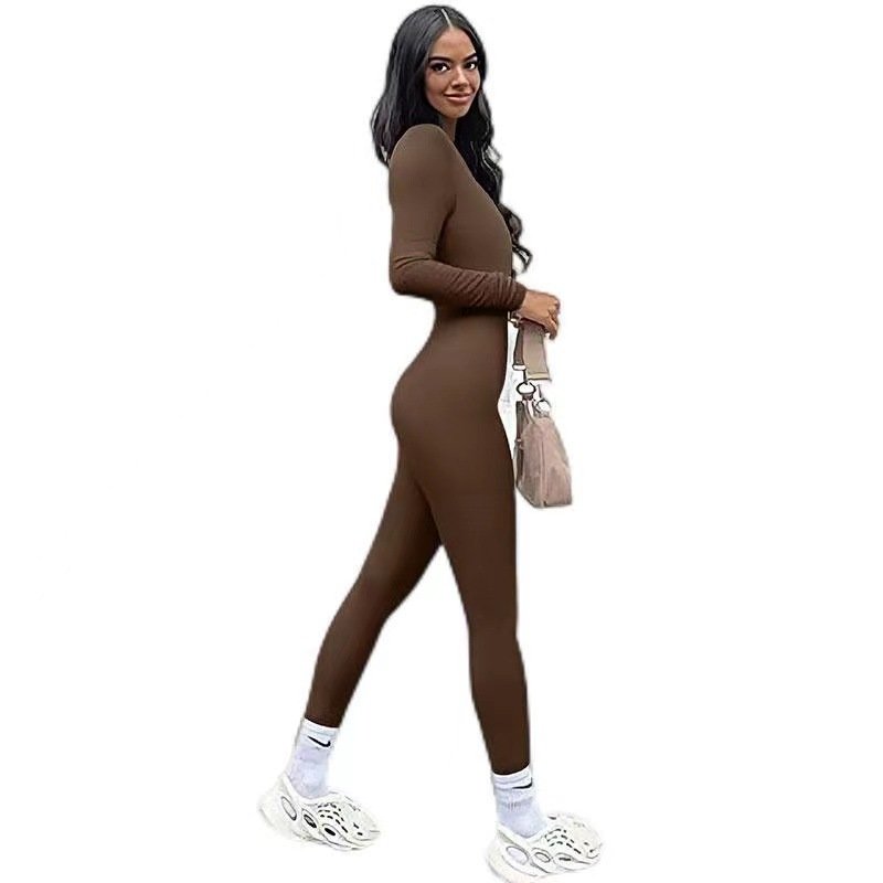 Seamless Long Sleeves Square Neck Jumpsuit