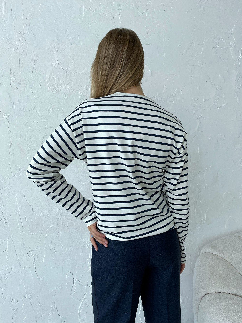 Hana Striped Top With Round Neck