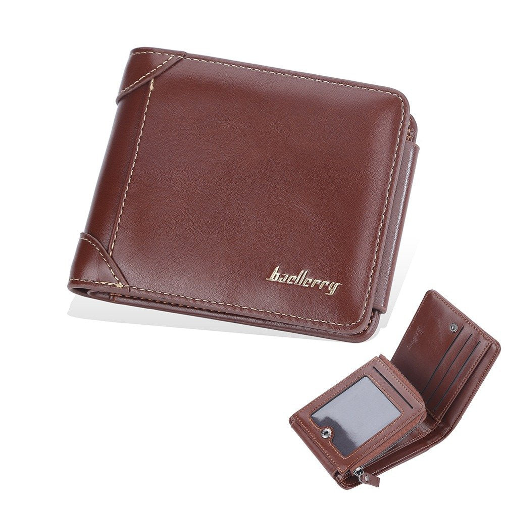 Short Men's Wallet with Zipper