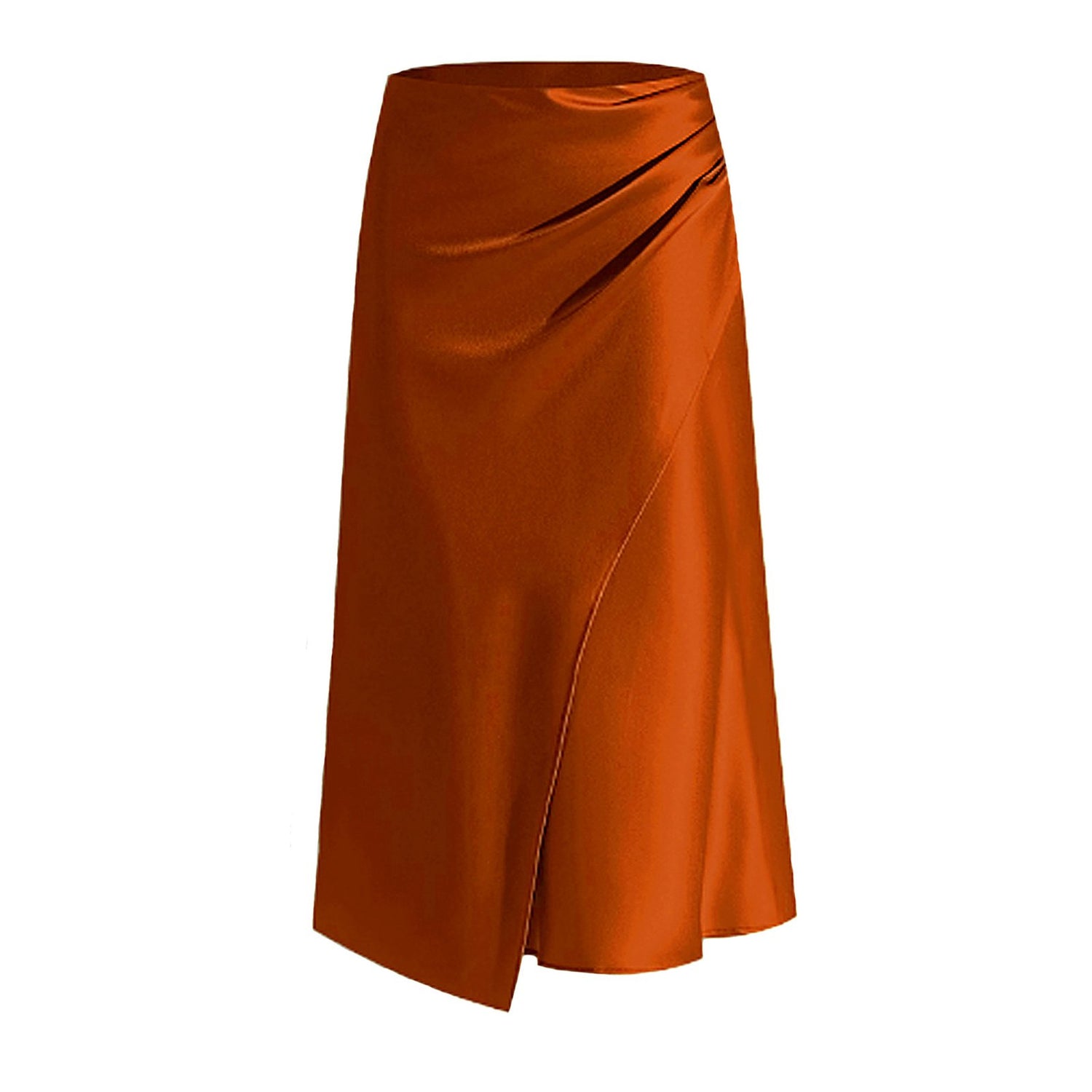 Long Pleated Satin Skirt