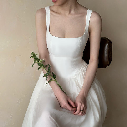 Elegant square collar camisole skirt