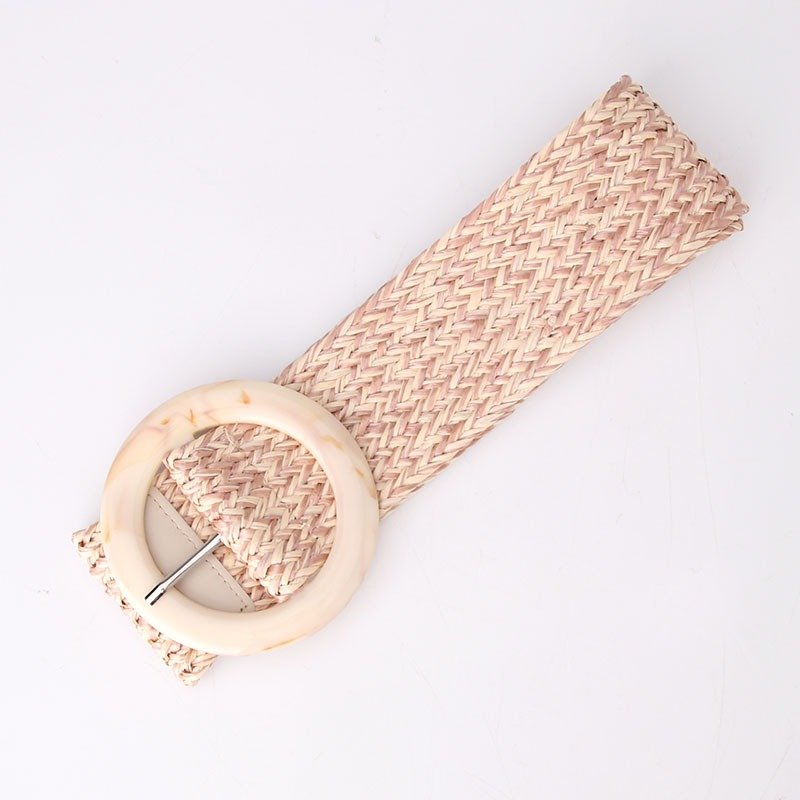 Wide Straw Braided Belt