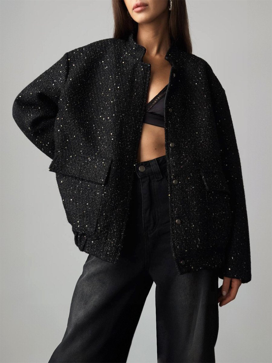 Sequin High Neck Jacket