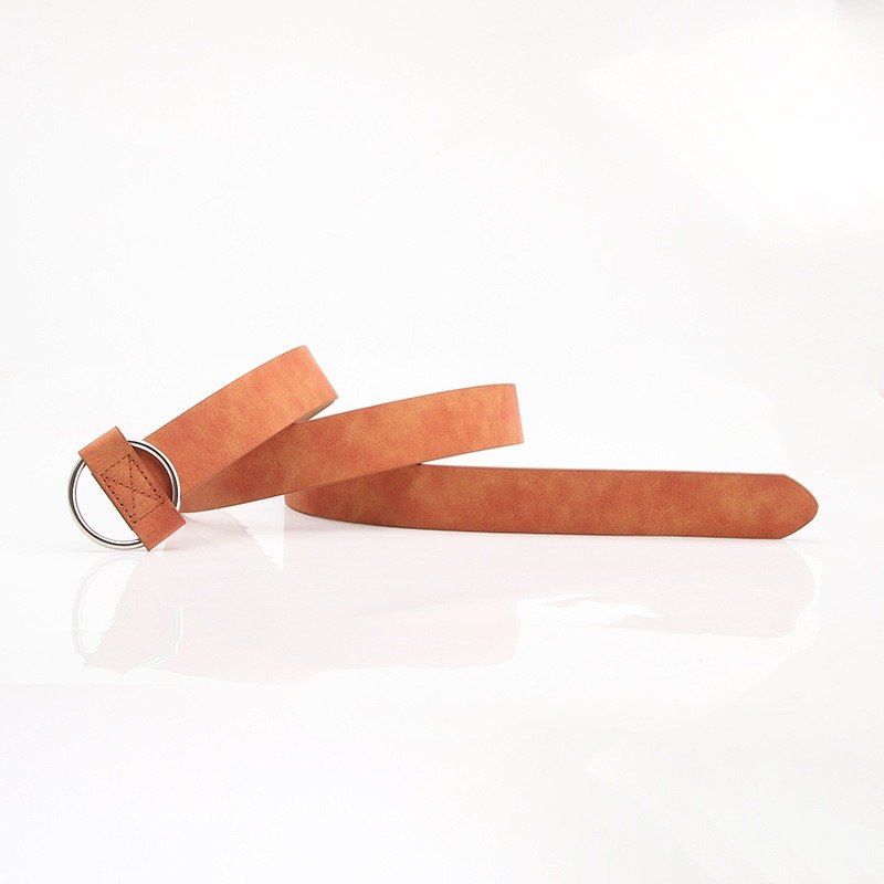 Solid Color Round Buckle Belt