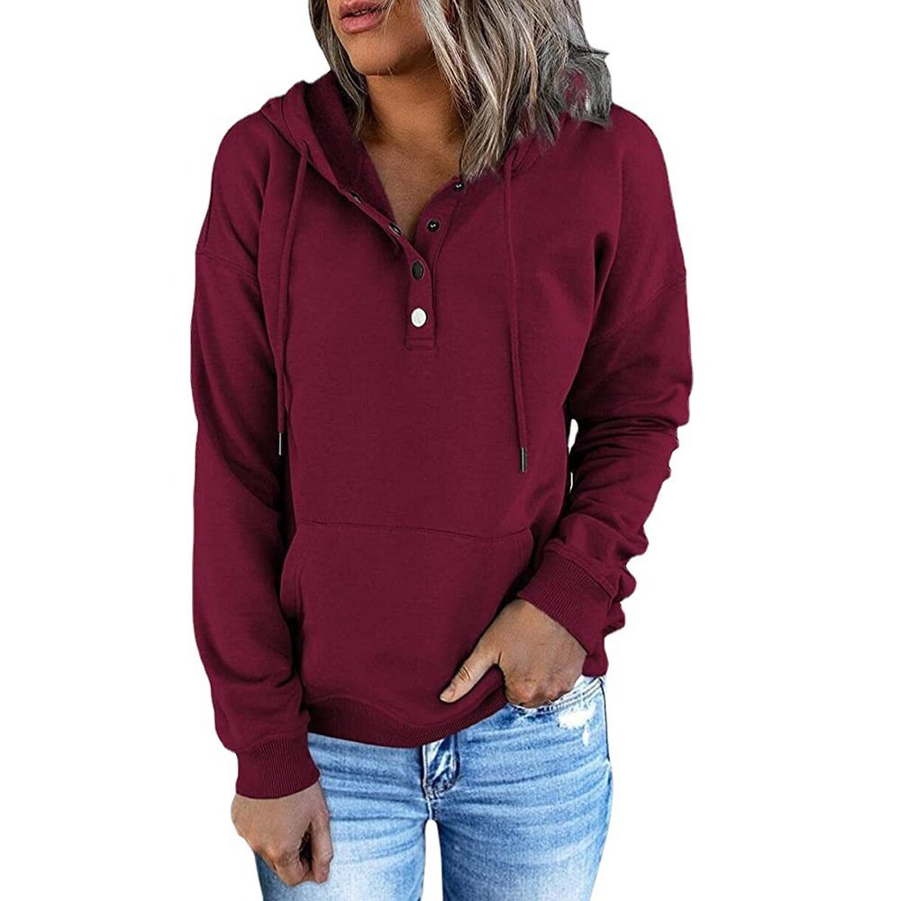 Long Sleeve Loose Casual Hooded Drawstring Pocket Hoodie