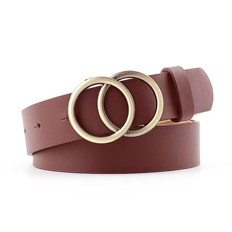 Double Ring Belt With Metal Buckle