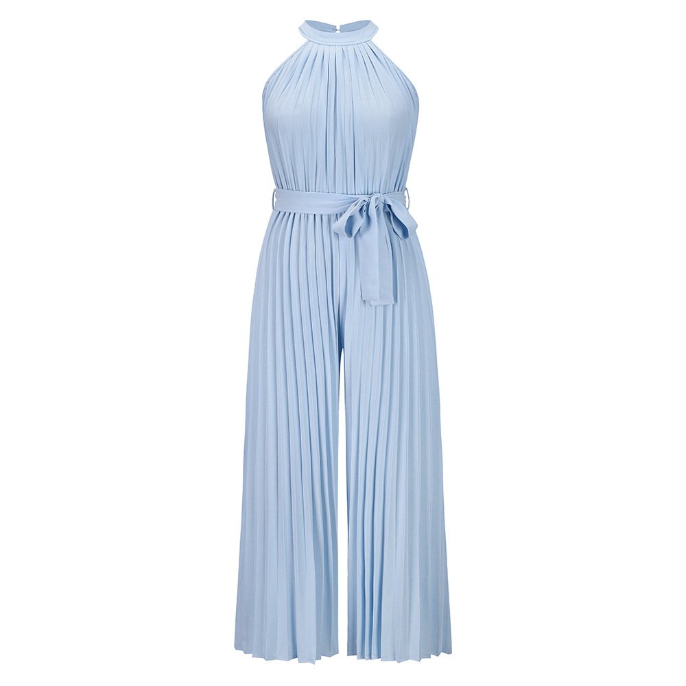 Sleeveless Pleated Jumpsuit With