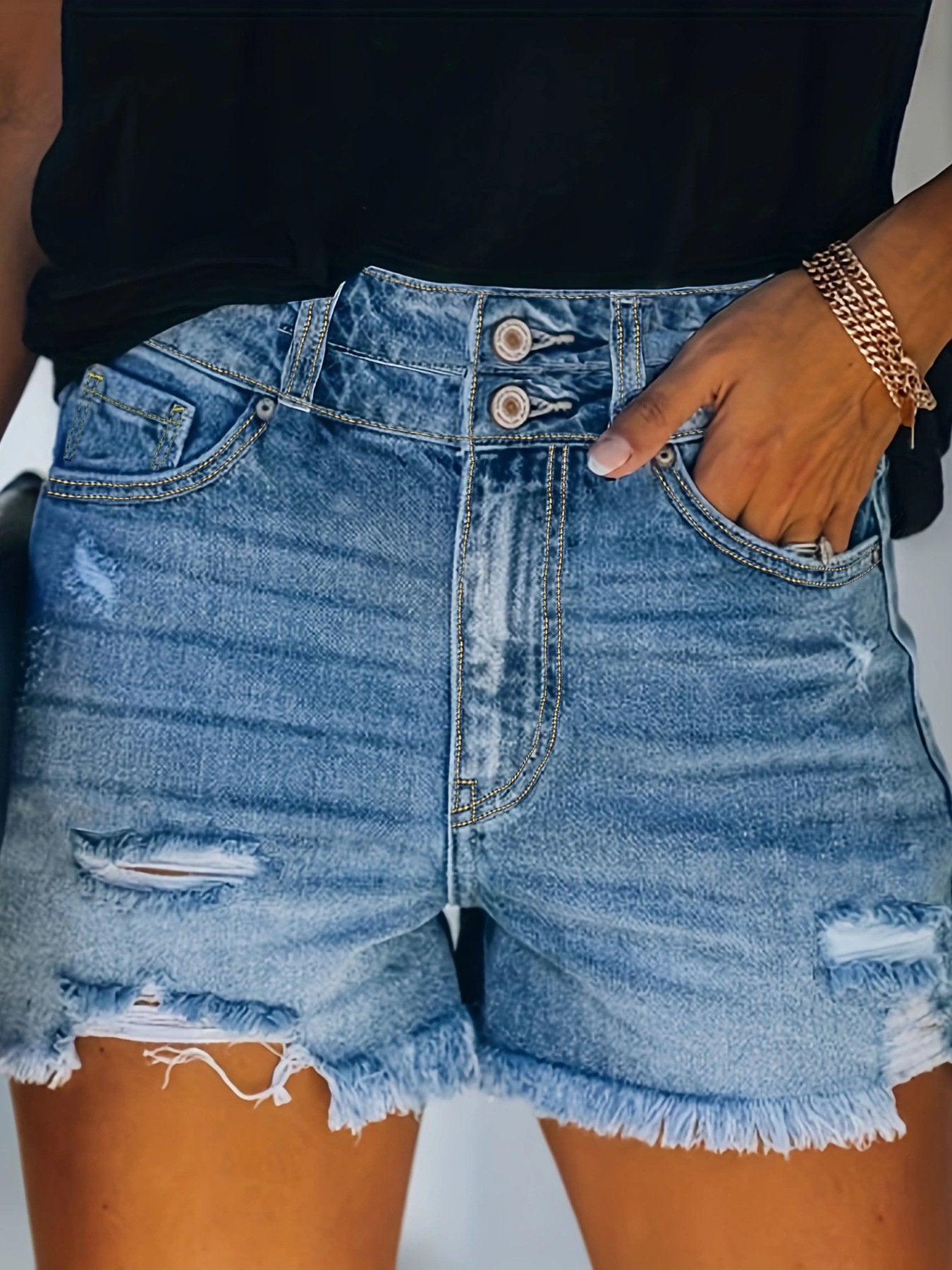 High Waist Ripped Jeans Four Colors