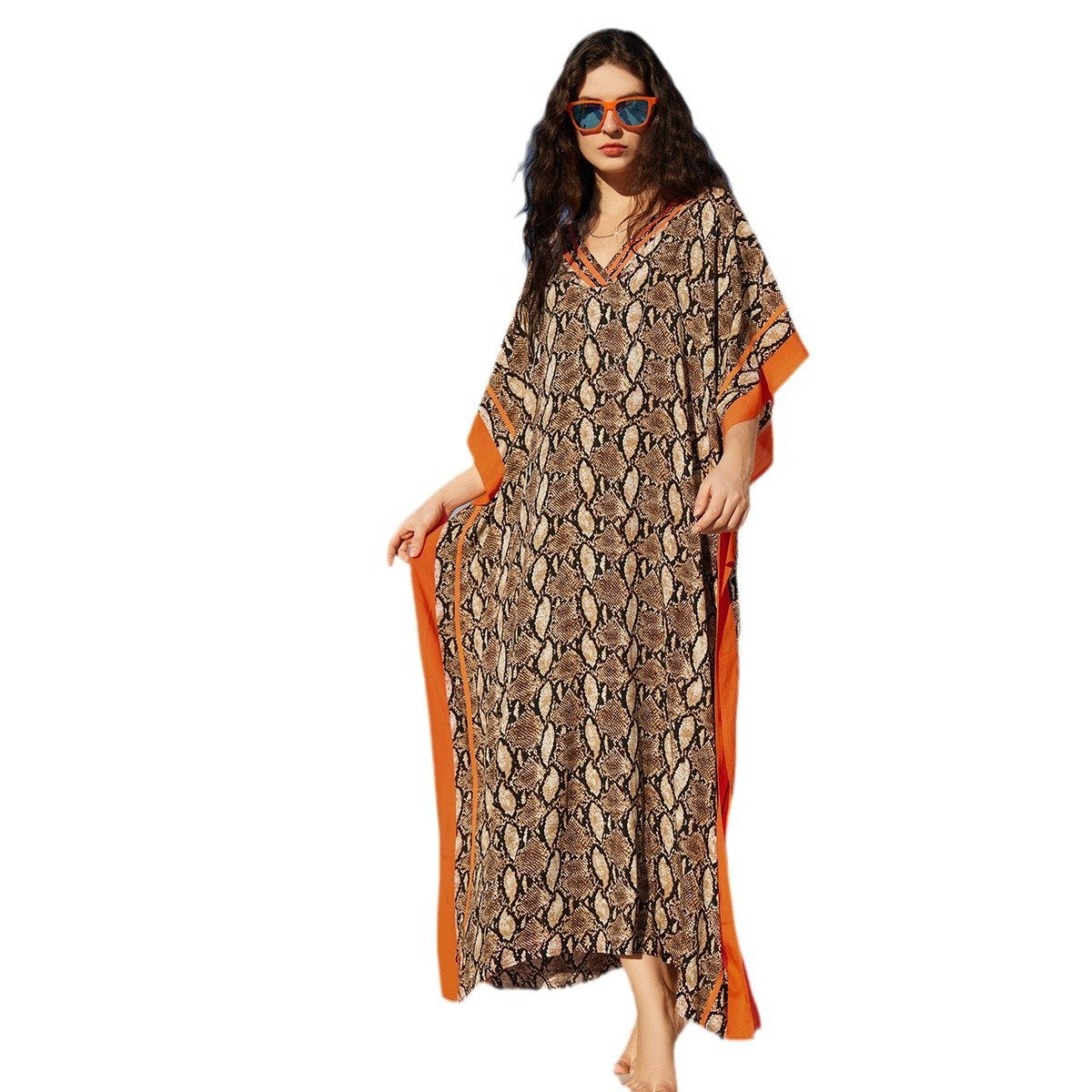 Snake Print Cotton Beach Robe