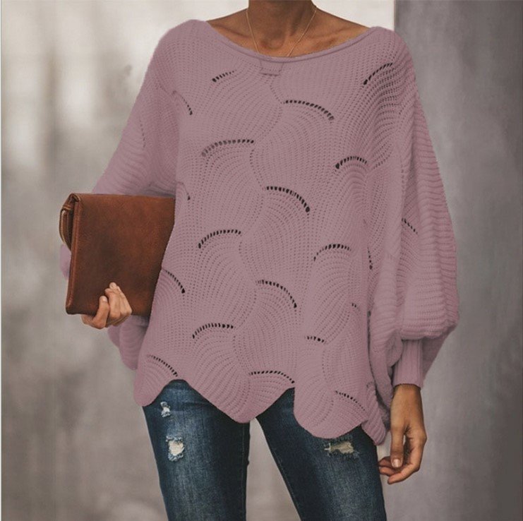 Loose Oversize Sweater With Flower