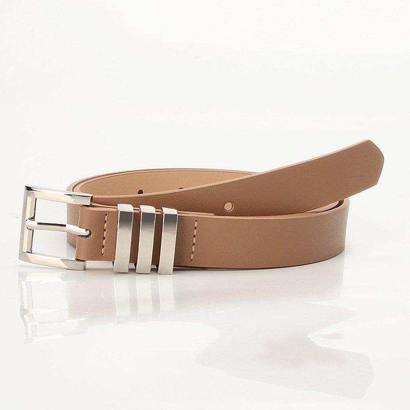 Silver Buckle Belt With Three Straps For Adjustment