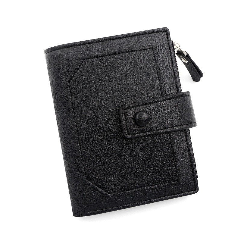 Short Vertical Wallet with Side Zipper