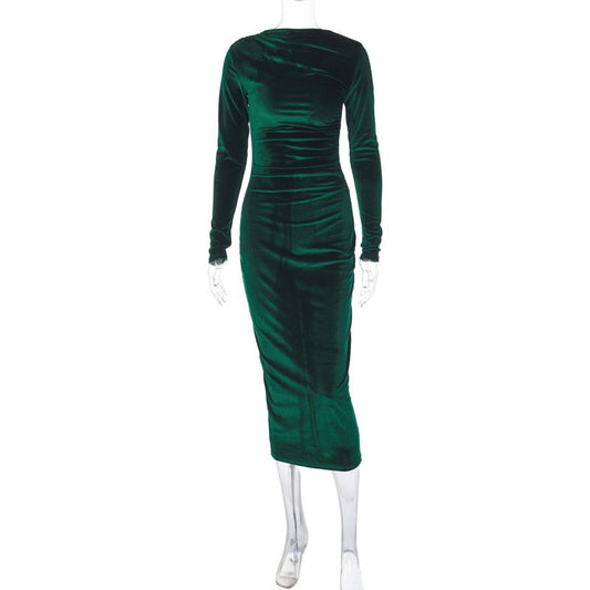 Long Sleeve Pleated Dress