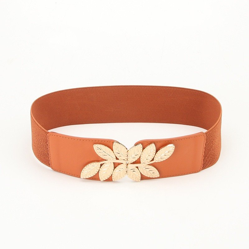 Wide Belt With Leaf Buckles