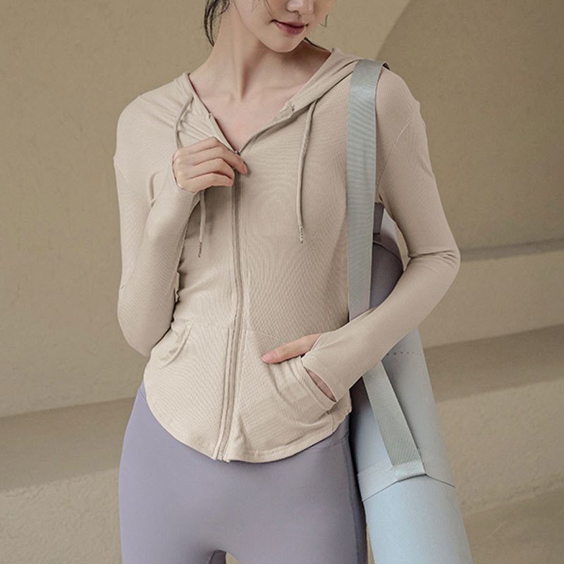 Top Women's Quick-Drying Sunscreen Hooded Gym Jacket