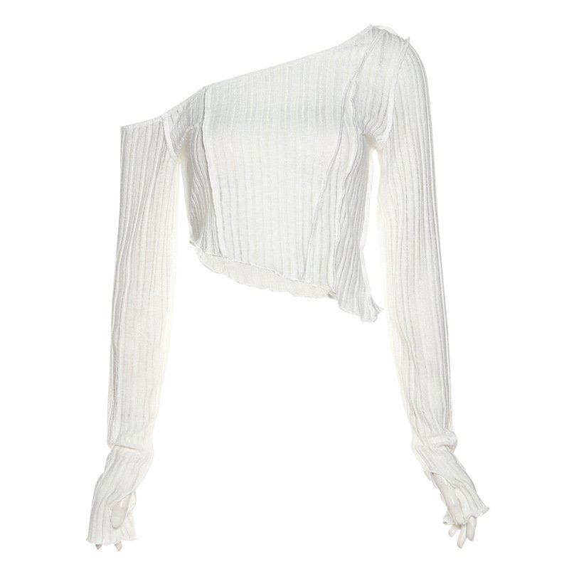 Long Sleeve Top With Sloping Shoulders