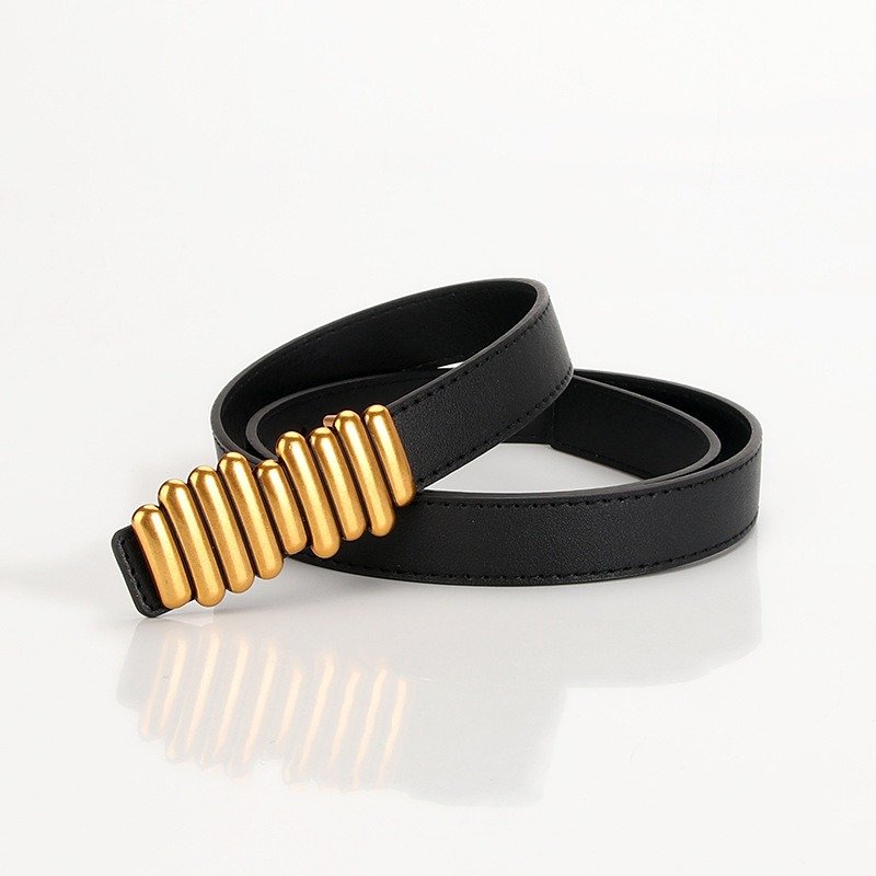 Belt With Golden Stick Buckle