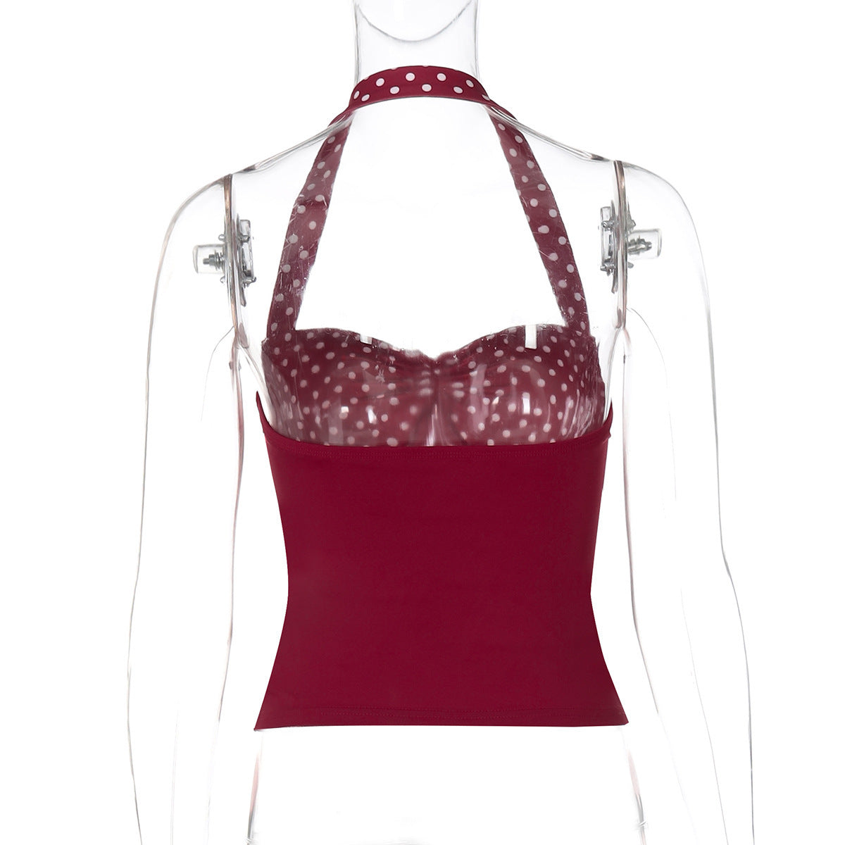 Polka dot hanging neck backless camisole top