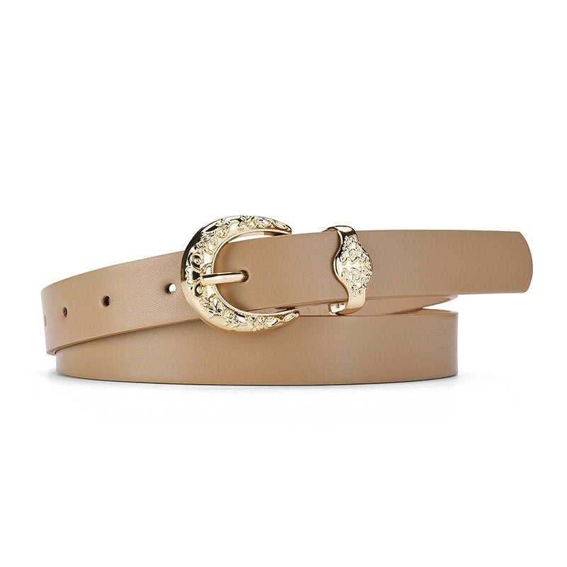 Belt With Golden Buckle Two Pieces