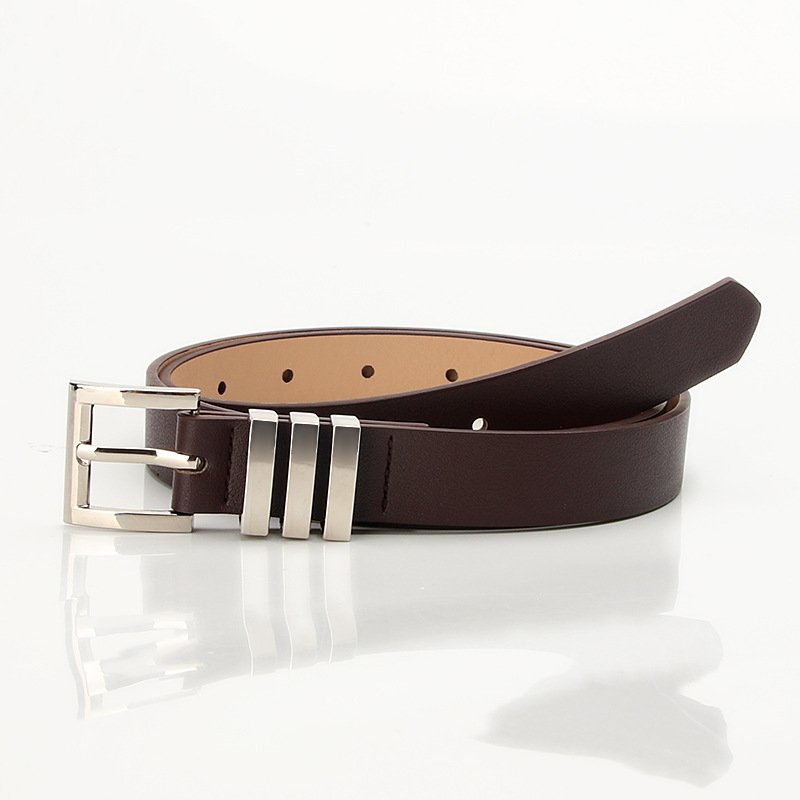 Silver Buckle Belt With Three Straps For Adjustment