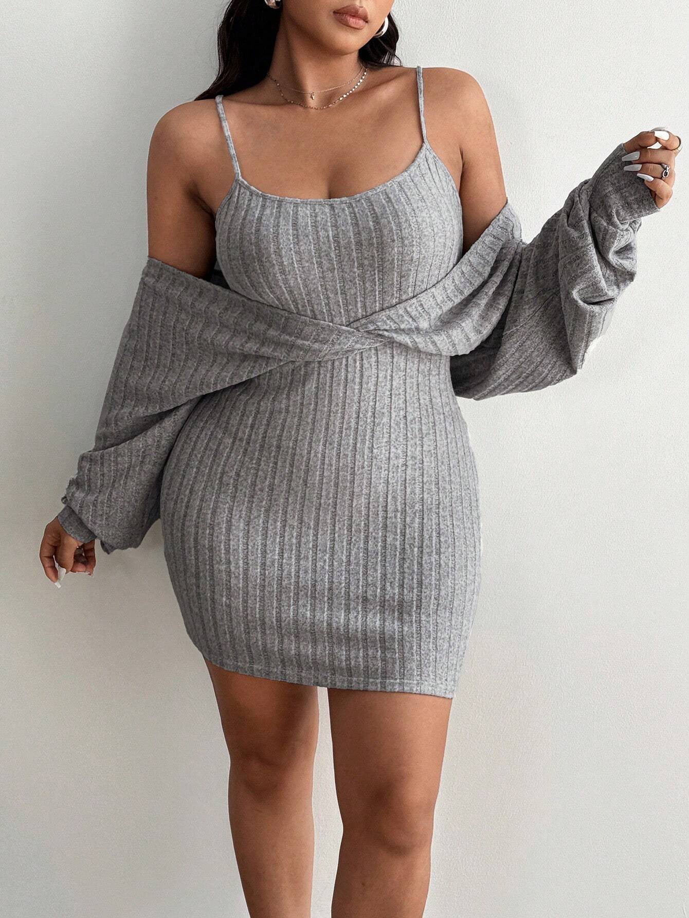 Fake two-piece slimming short skirt set